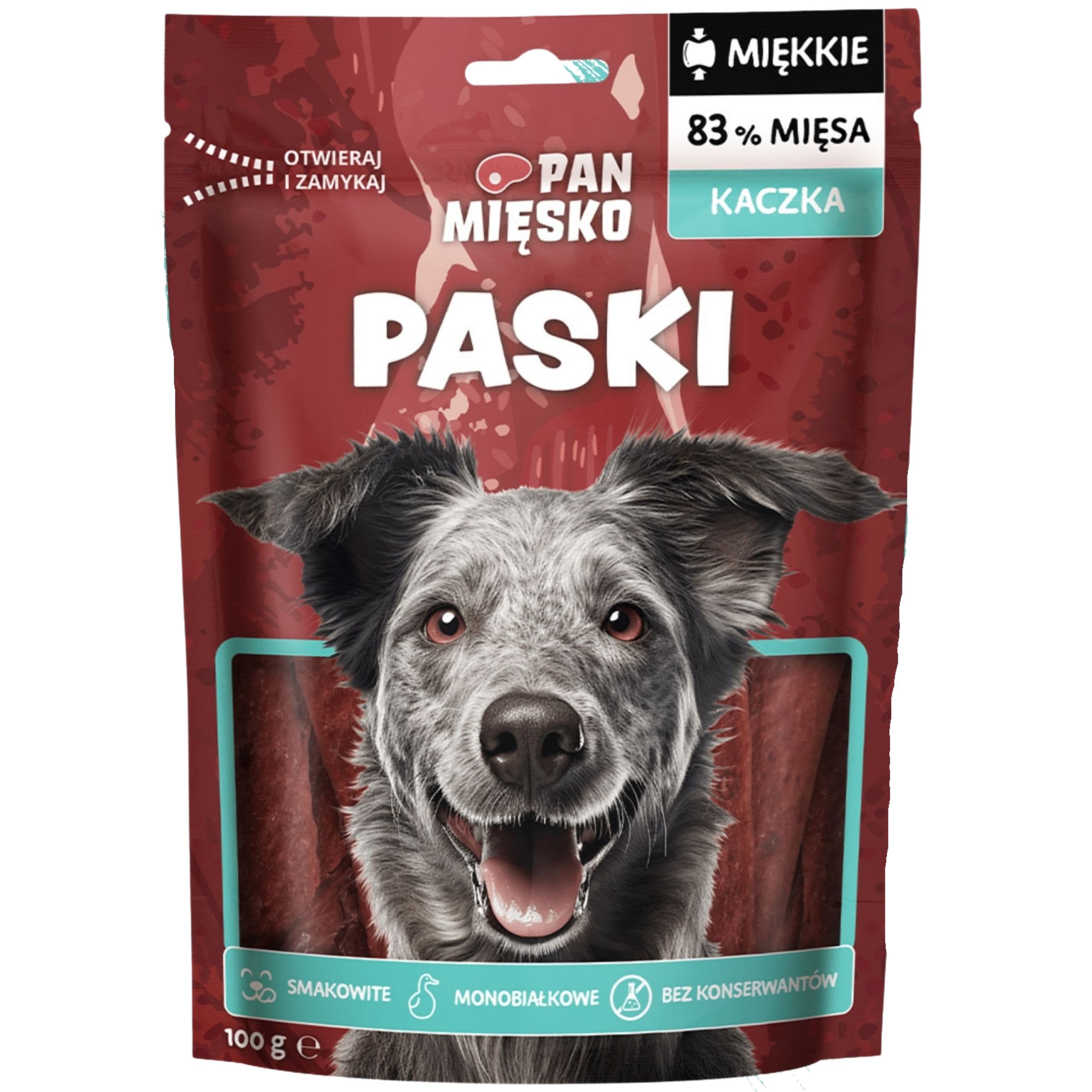 Przysmaki dla psa Paski Kaczka Pan Mięsko 100g monobiałkowe smakołyki psów