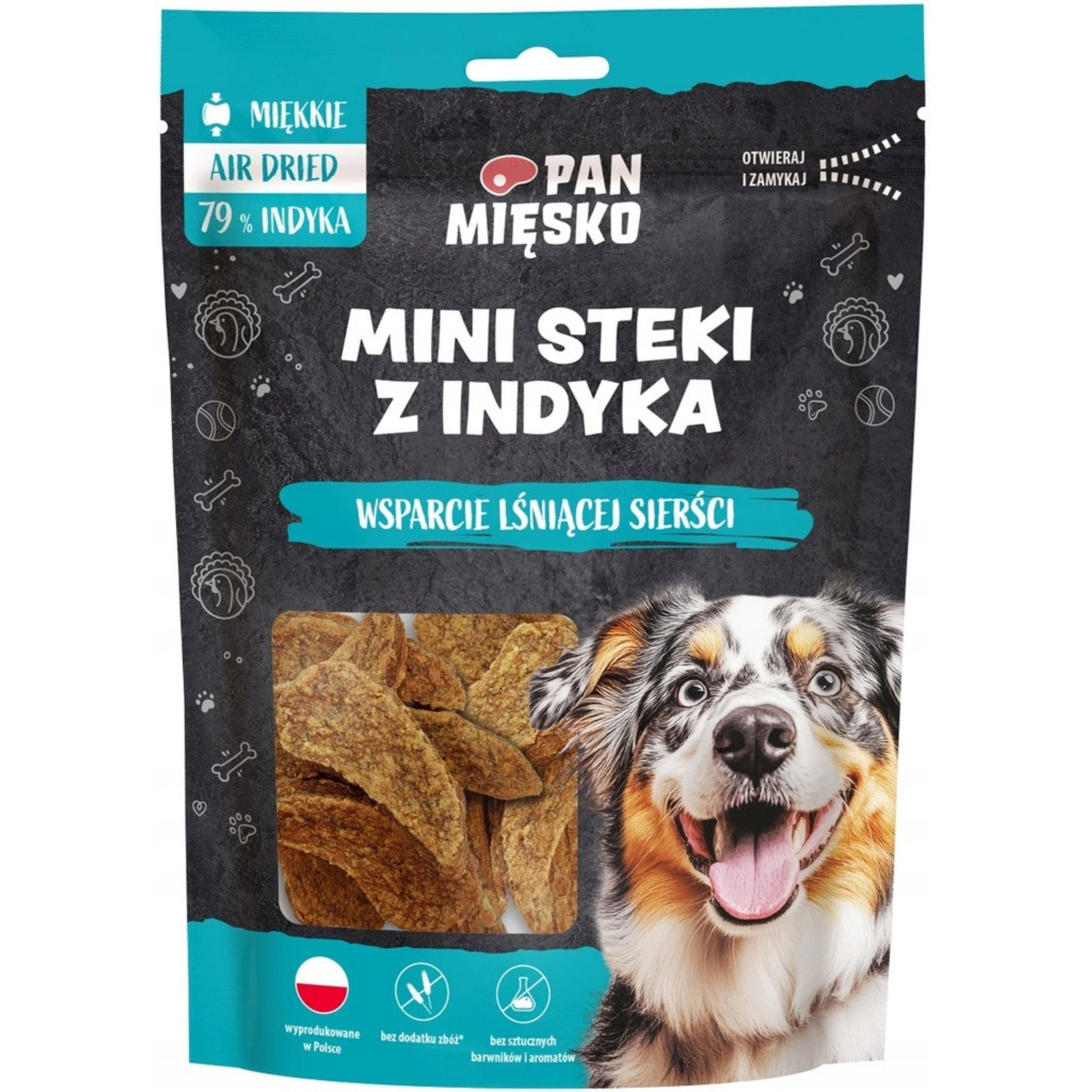 Przysmaki dla psa Pan Mięsko Mini steki z indyka 80 g smakołyki bezzbożowe